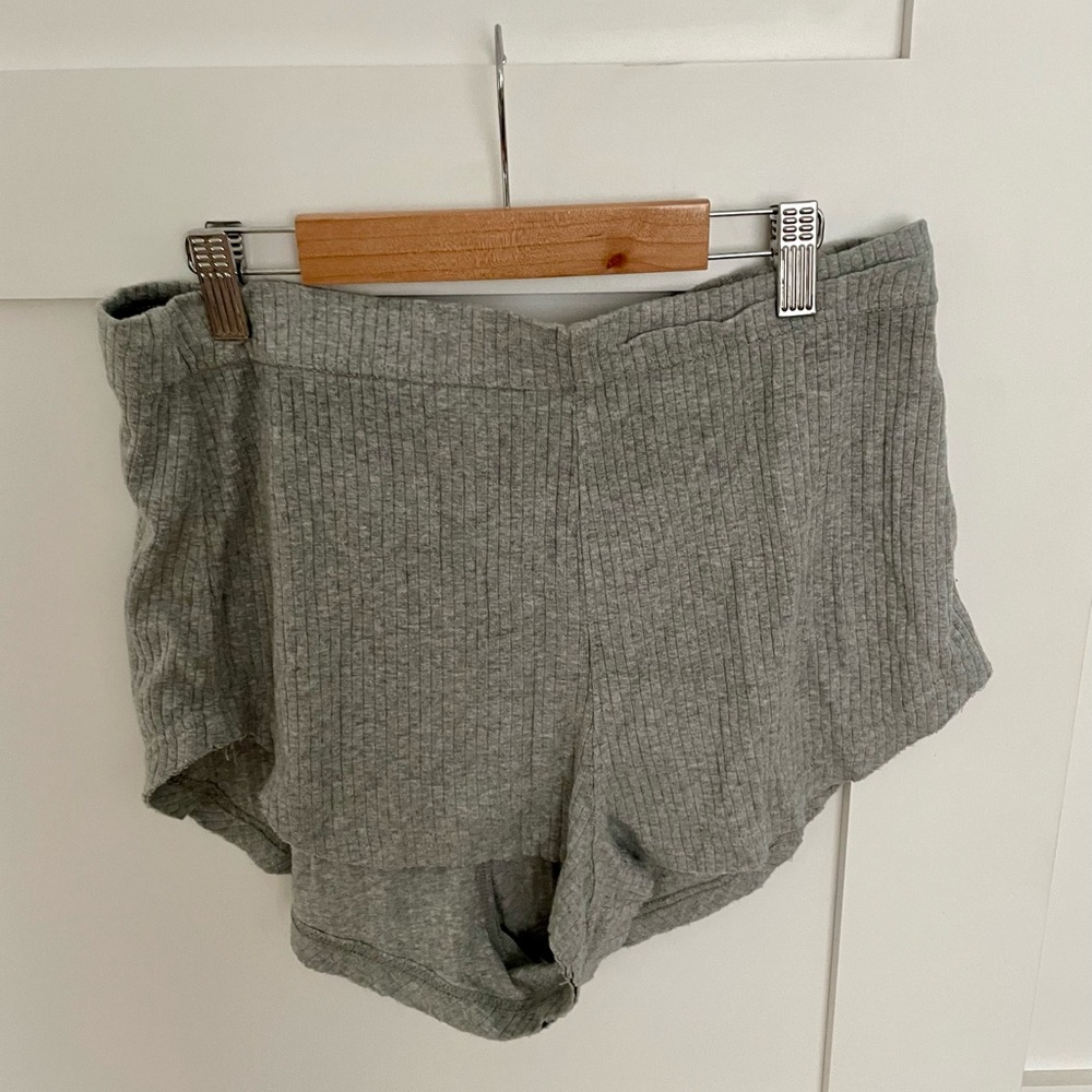 Free People Movement Gray Ribbed Knit Shorts